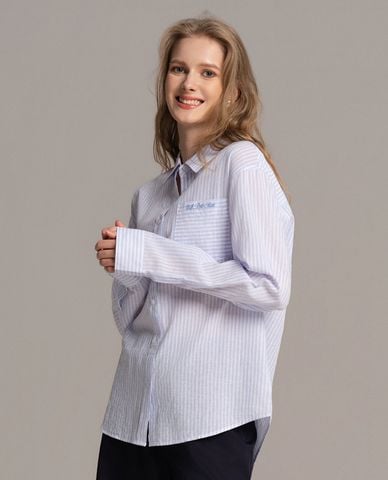  USPA - Áo sơ mi nữ cổ bẻ tay dài kẻ sọc 