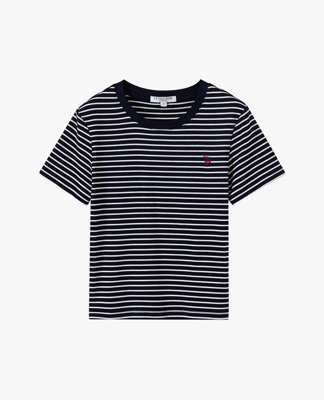 USPA - Áo thun nữ cổ tròn tay ngắn kẻ sọc