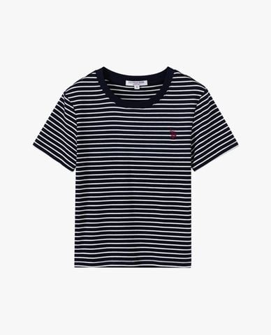  USPA - Áo thun nữ cổ tròn tay ngắn kẻ sọc 