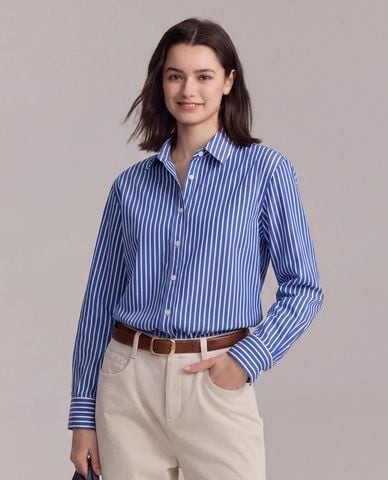  USPA - Áo sơ mi nữ cổ bẻ tay dài kẻ sọc 