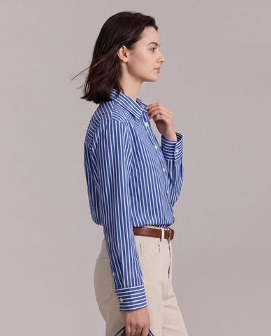  USPA - Áo sơ mi nữ cổ bẻ tay dài kẻ sọc 
