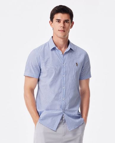  USPA - Áo sơ mi nam cổ bẻ tay ngắn kẻ sọc 