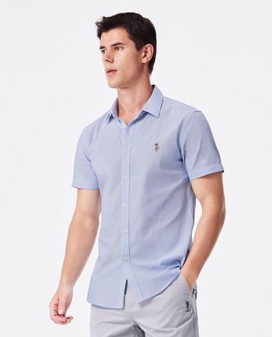  USPA - Áo sơ mi nam cổ bẻ tay ngắn kẻ sọc 