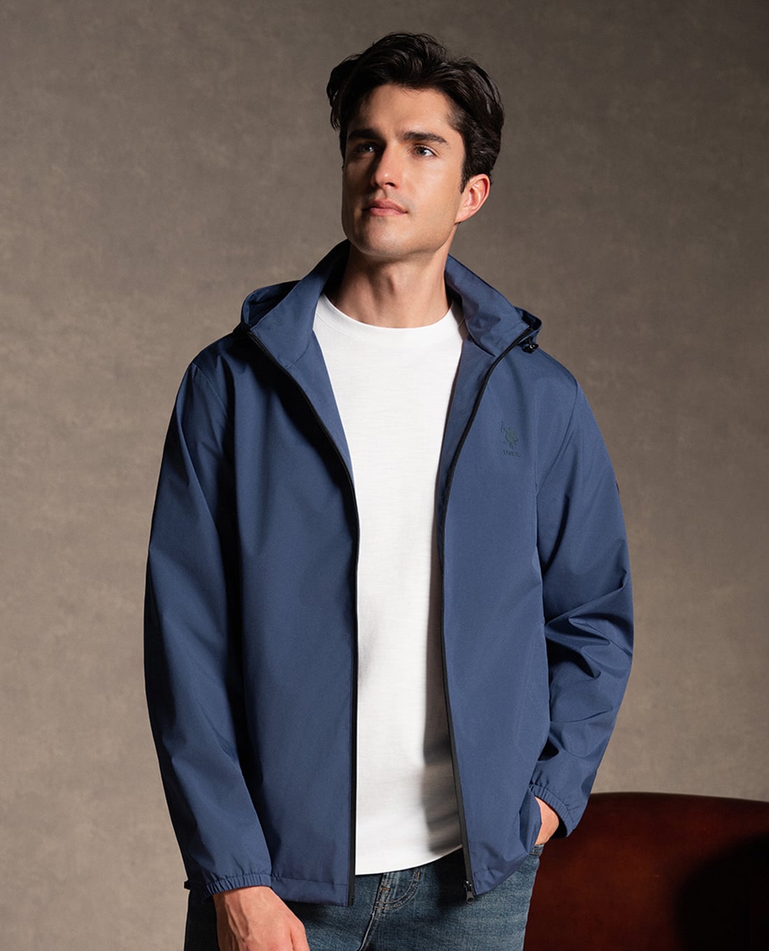 USPA - Áo khoác thể thao nam phối mũ thời trang