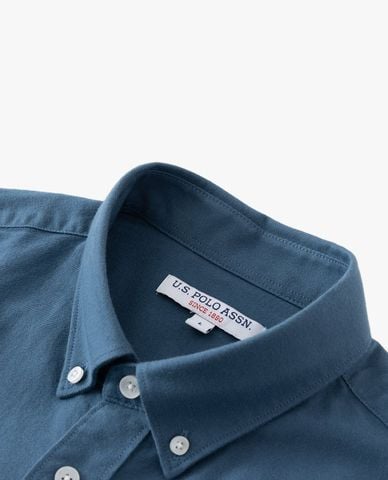 USPA - Áo sơ mi nam cổ bẻ tay dài thêu logo 
