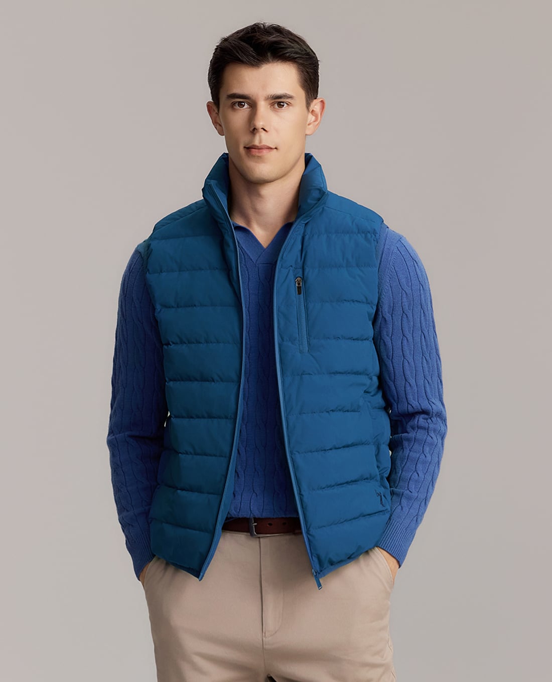USPA - Áo khoác phao nam cổ trụ khóa kéo