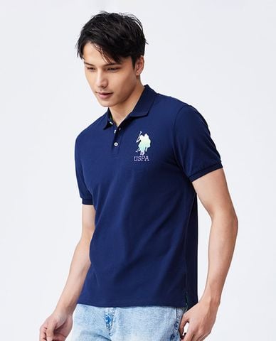  USPA - Áo polo nam cổ bẻ tay ngắn in logo chuyển màu 