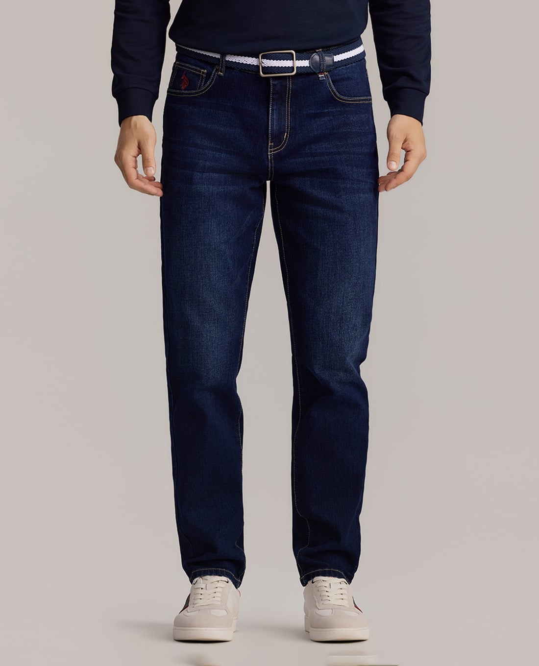 USPA - Quần jeans nam ống đứng wash bạc