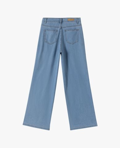  USPA - Quần jeans nữ ống rộng thêu logo 
