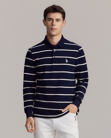  USPA - Áo polo nam cổ bẻ tay dài sọc ngang 