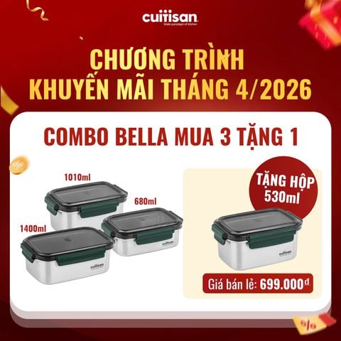  CUITISAN - Hộp đựng thực phẩm inox 316 cromosteel Bella 1010ml 