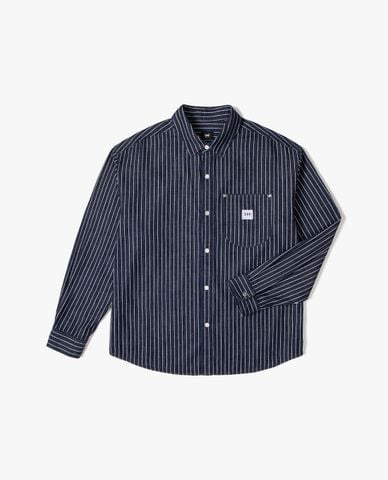  LEE - Áo sơ mi denim nam cổ bẻ tay dài phối logo 