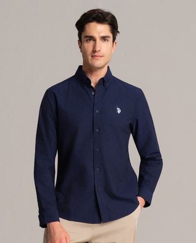  USPA - Áo sơ mi nam cổ bẻ tay dài thêu logo 