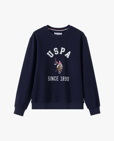  USPA - Áo sweatshirt nam cổ tròn tay dài phối logo 