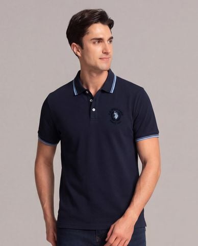  USPA - Áo polo nam cổ bẻ tay ngắn phối viền 