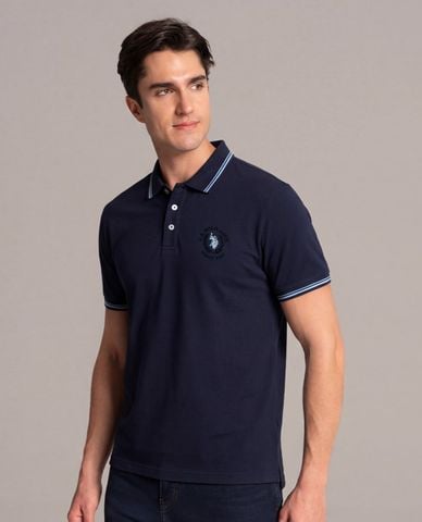  USPA - Áo polo nam cổ bẻ tay ngắn phối viền 
