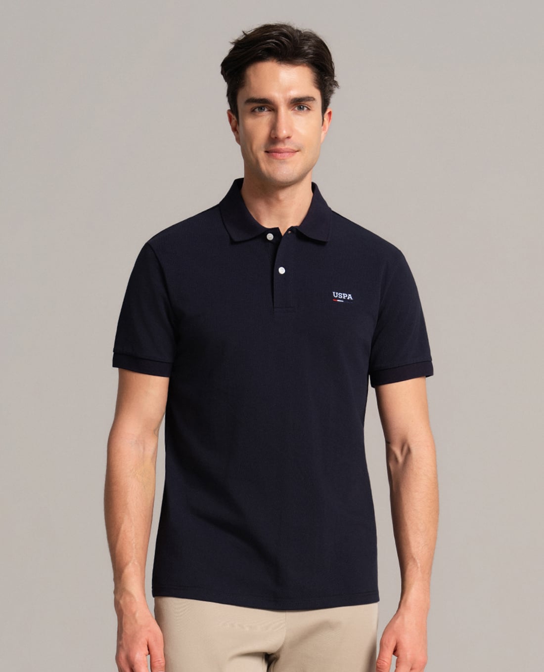 USPA - Áo polo nam cổ bẻ tay ngắn thêu logo