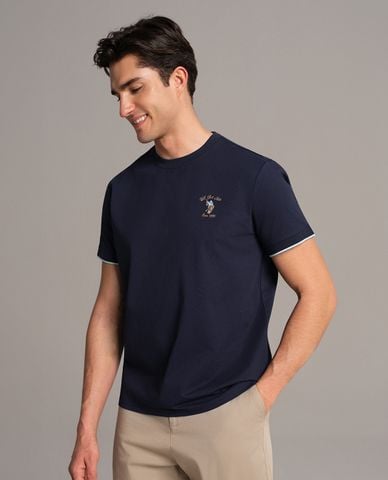  USPA - Áo thun nam cổ tròn tay ngắn phối viền 