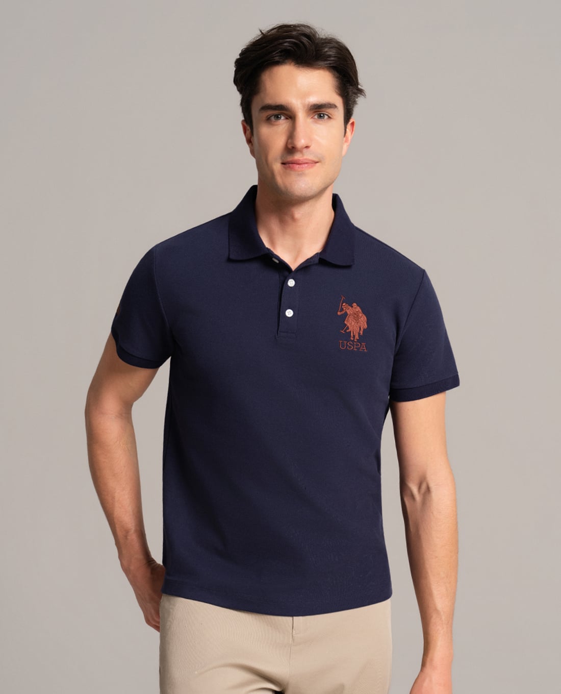 USPA - Áo polo nam cổ bẻ tay ngắn thêu logo