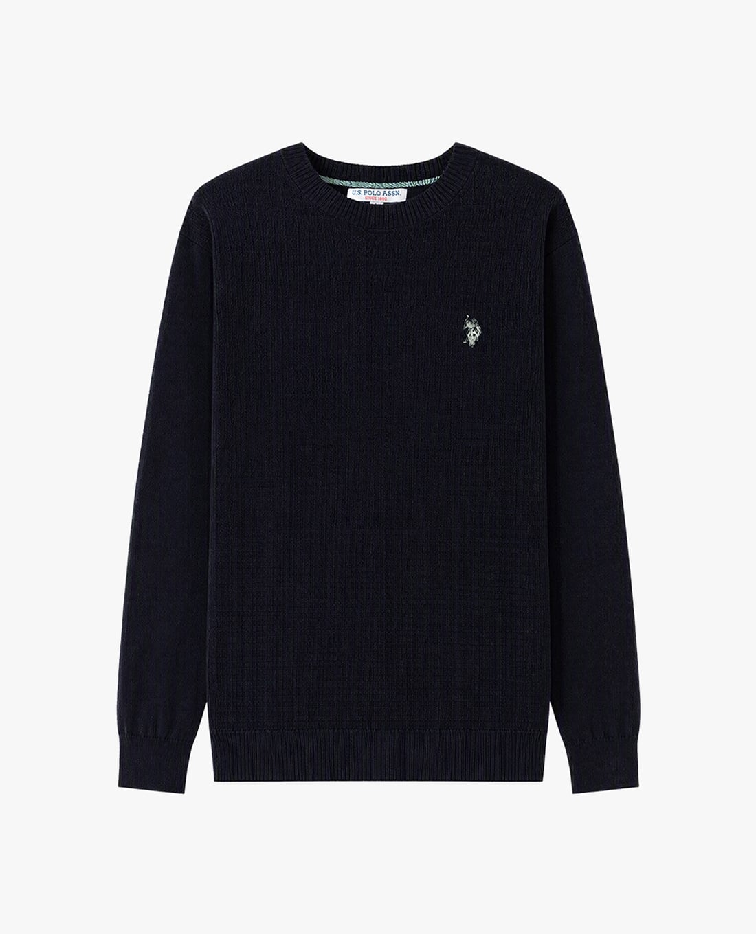 USPA - Áo dệt kim nam cổ tròn tay dài thêu logo