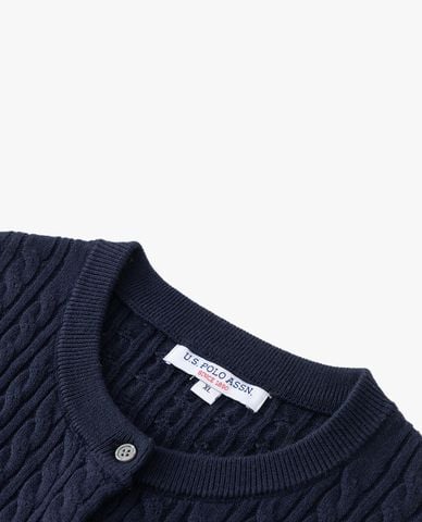  USPA - Áo khoác cardigan nữ tay dài phối túi ngực 