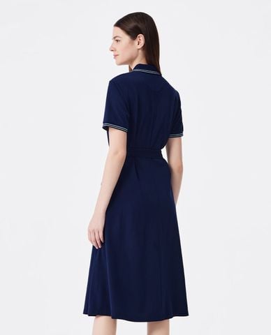  USPA - Đầm polo midi cổ bẻ tay ngắn thắt dây eo 