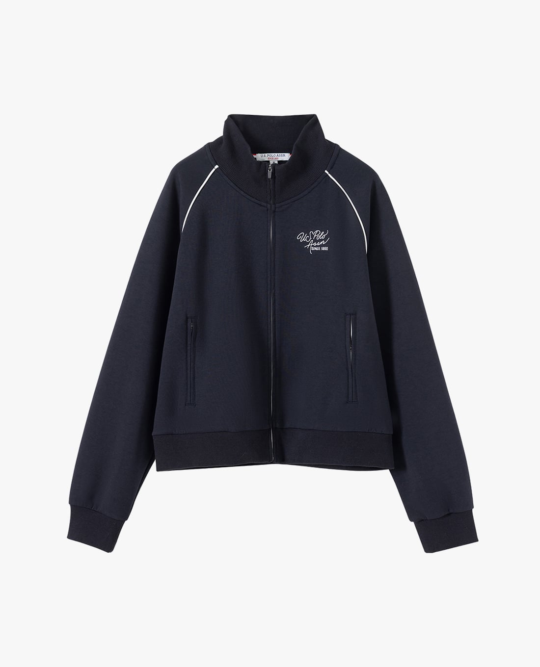 USPA - Áo khoác thể thao nữ cổ trụ tay dài thêu logo