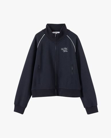 USPA - Áo khoác thể thao nữ cổ trụ tay dài thêu logo 
