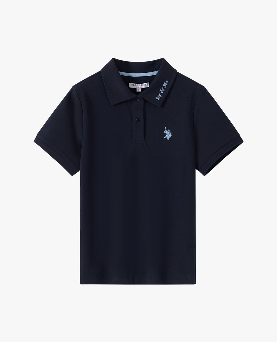 USPA - Áo polo nữ cổ bẻ thêu chữ tay ngắn