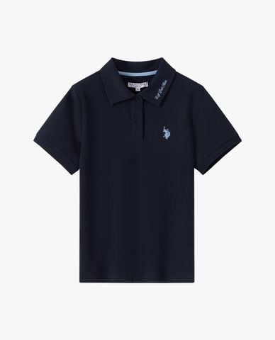  USPA - Áo polo nữ cổ bẻ thêu chữ tay ngắn 