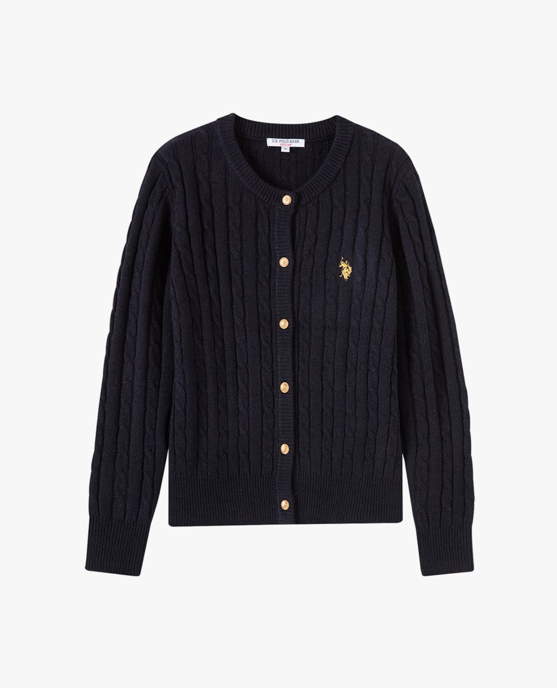 USPA - Áo khoác cardigan nữ cổ tròn dệt vặn thừng