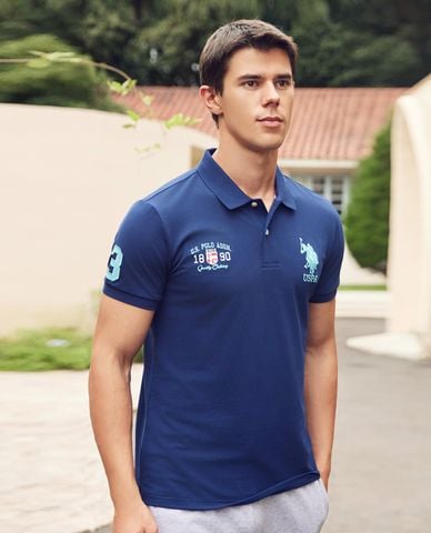  USPA - Áo polo nam cổ bẻ tay ngắn thêu logo 