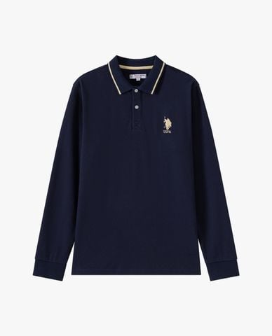  USPA - Áo polo nam cổ bẻ tay dài thêu logo 