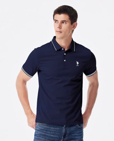  USPA - Áo polo nam cổ bẻ tay ngắn phối viền 