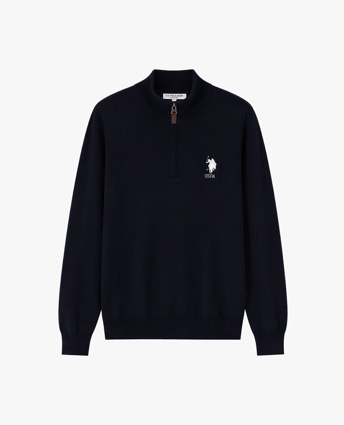USPA - Áo dệt kim nam tay dài thêu logo khóa kéo
