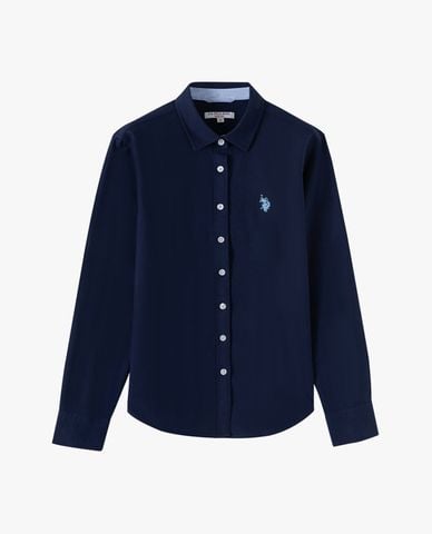  USPA - Áo sơ mi nữ cổ bẻ tay dài thêu logo 