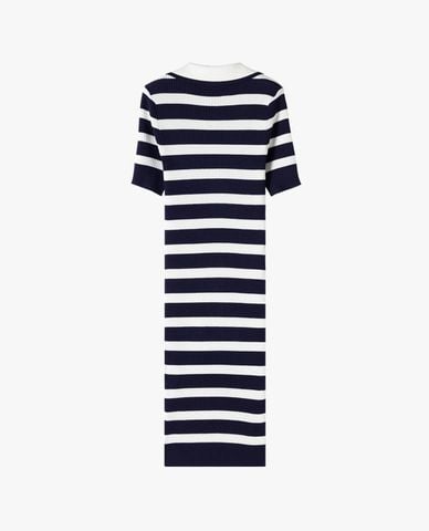  USPA - Đầm polo midi dệt kim tay ngắn kẻ sọc 