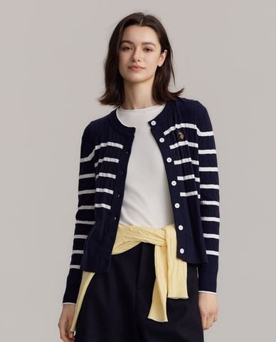  USPA - Áo khoác cardigan nữ tay dài kẻ sọc 