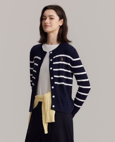  USPA - Áo khoác cardigan nữ tay dài kẻ sọc 