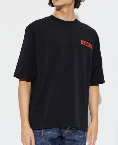  DSQUARED2 - Áo thun nam cổ tròn tay ngắn in họa tiết 