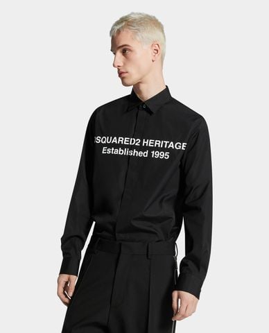  DSQUARED2 - Áo sơ mi nam cổ bẻ tay dài Printed Heritage 