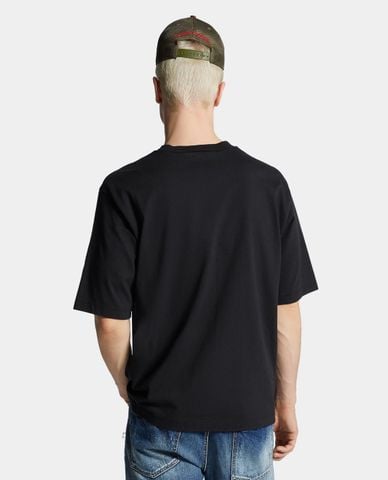  DSQUARED2 - Áo thun nam cổ tròn tay ngắn in họa tiết 