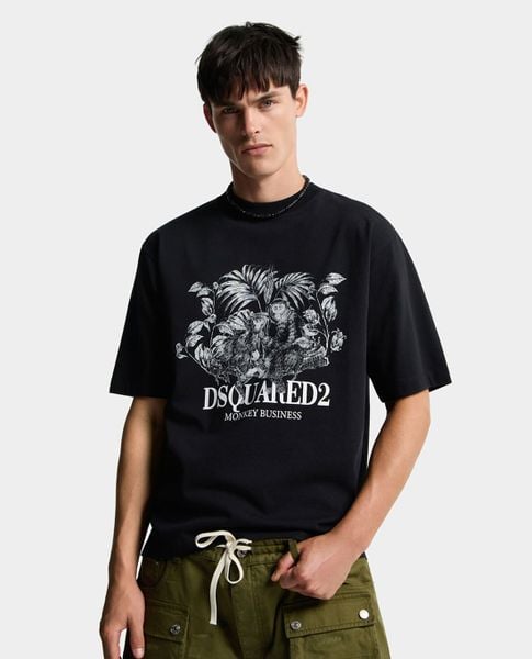  DSQUARED2 - Áo thun nam cổ tròn tay ngắn Monkey Business 