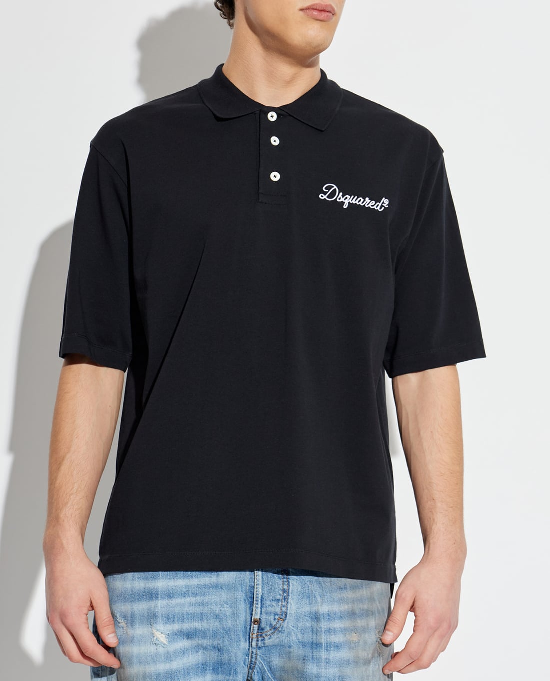 DSQUARED2 - Áo polo nam cổ bẻ tay ngắn thêu logo