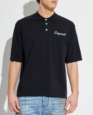  DSQUARED2 - Áo polo nam cổ tròn tay ngắn thêu logo 
