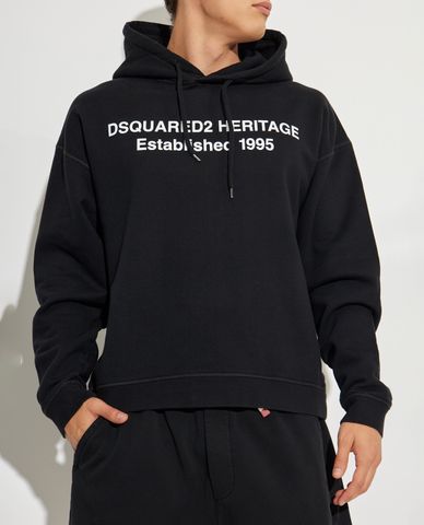  DSQUARED2 - Áo hoodie nam tay dài phối mũ trùm Heritage 