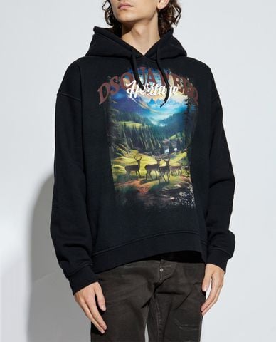  DSQUARED2 - Áo hoodie nam tay dài in họa tiết 