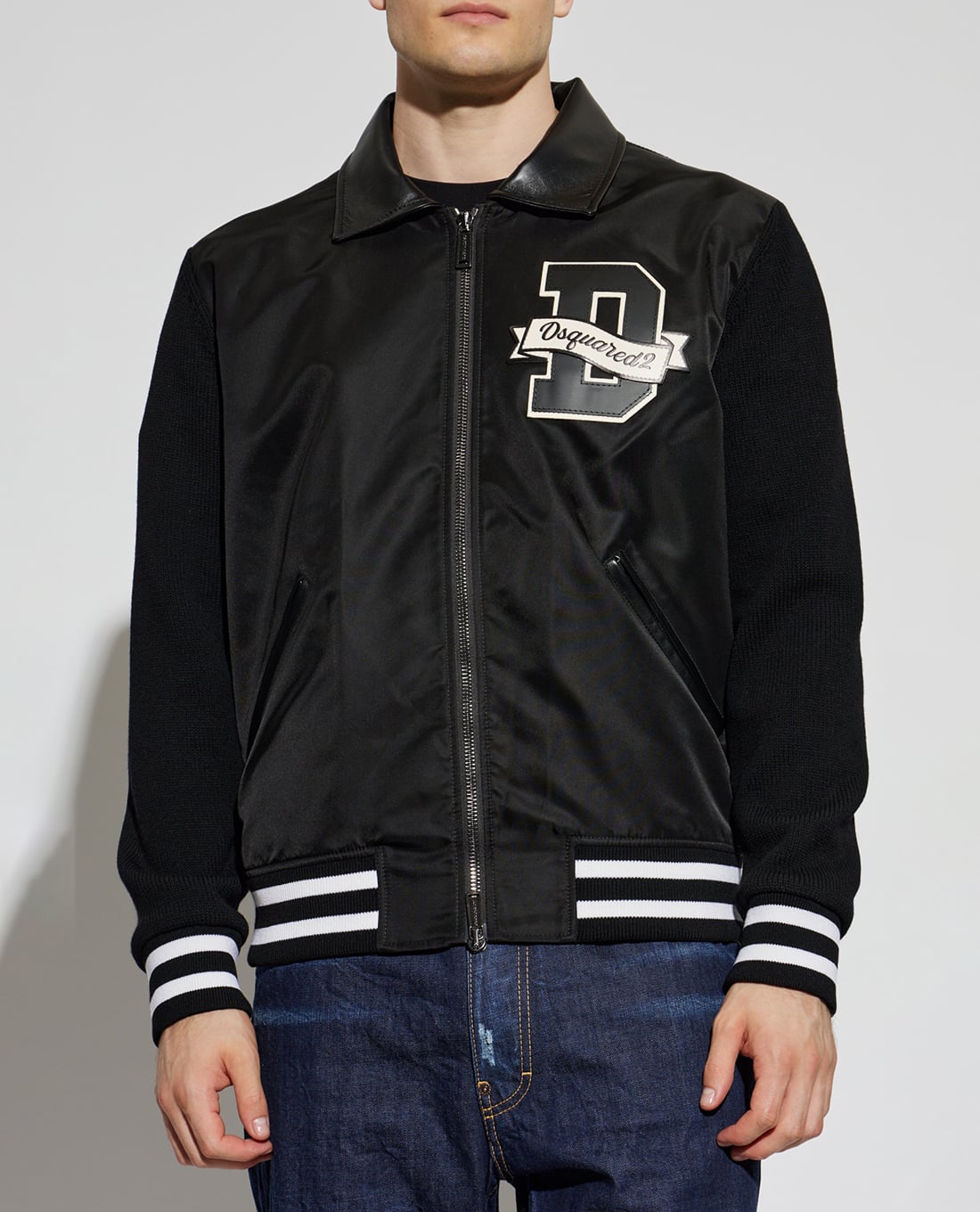 DSQUARED2 - Áo khoác bomber nam tay dài phối logo