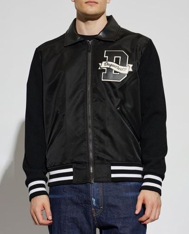 DSQUARED2 - Áo khoác bomber nam tay dài phối logo 
