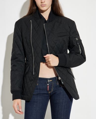  DSQUARED2 - Áo khoác chần bông nữ tay dài phối khóa zip 